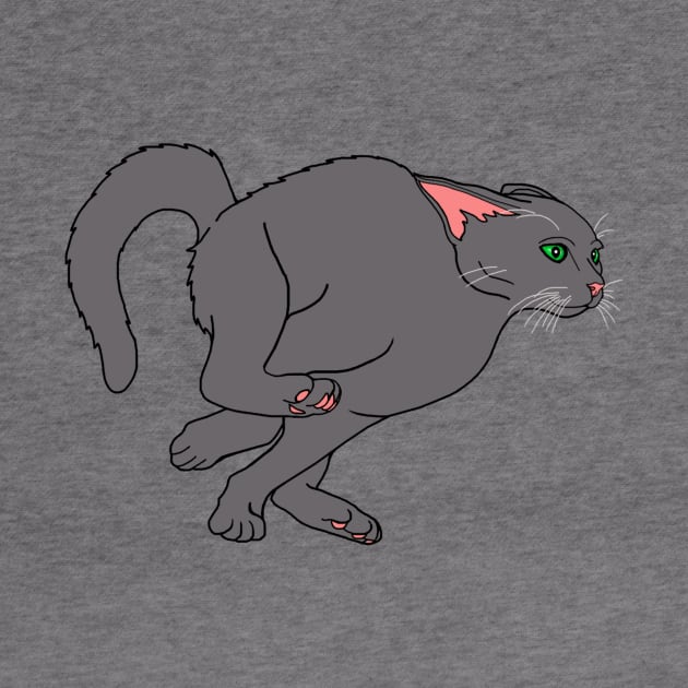 Racing Hyper Gray Cat by Art by Deborah Camp